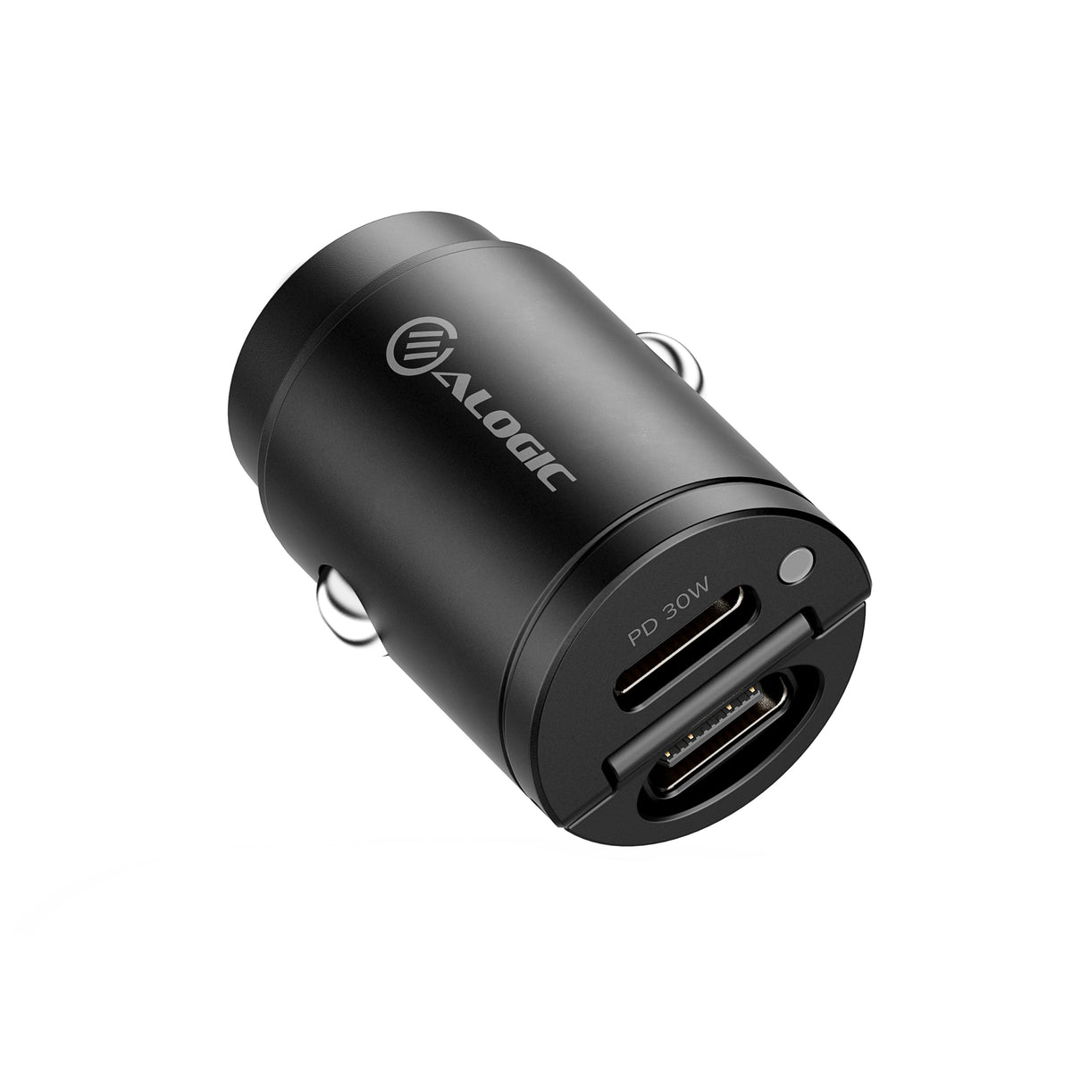 Alogic Rapid Power 2-port mini USB-C car charger (30W) - black