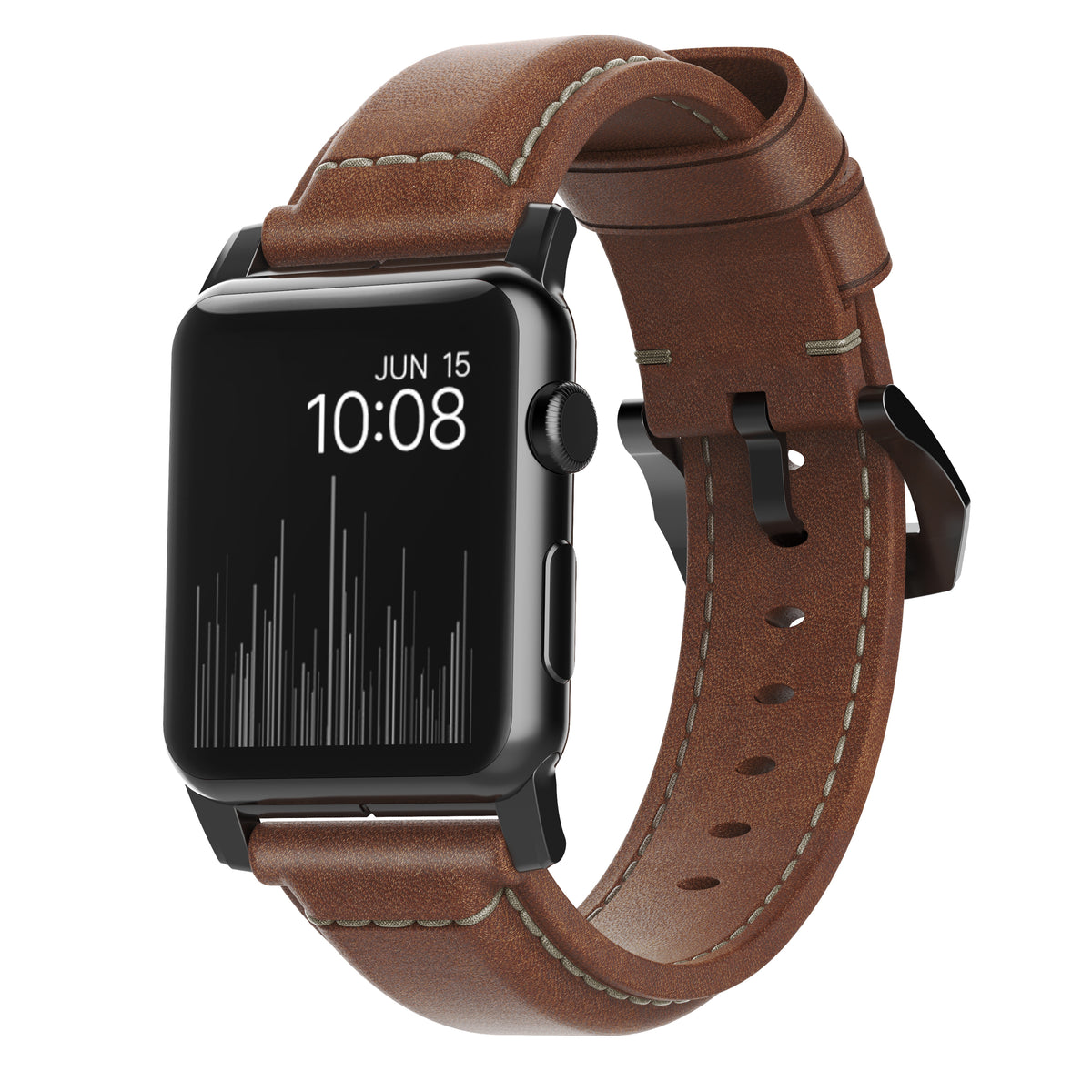 Nomad Traditional leather band brown / black hardware (45-49mm) - rustic brown