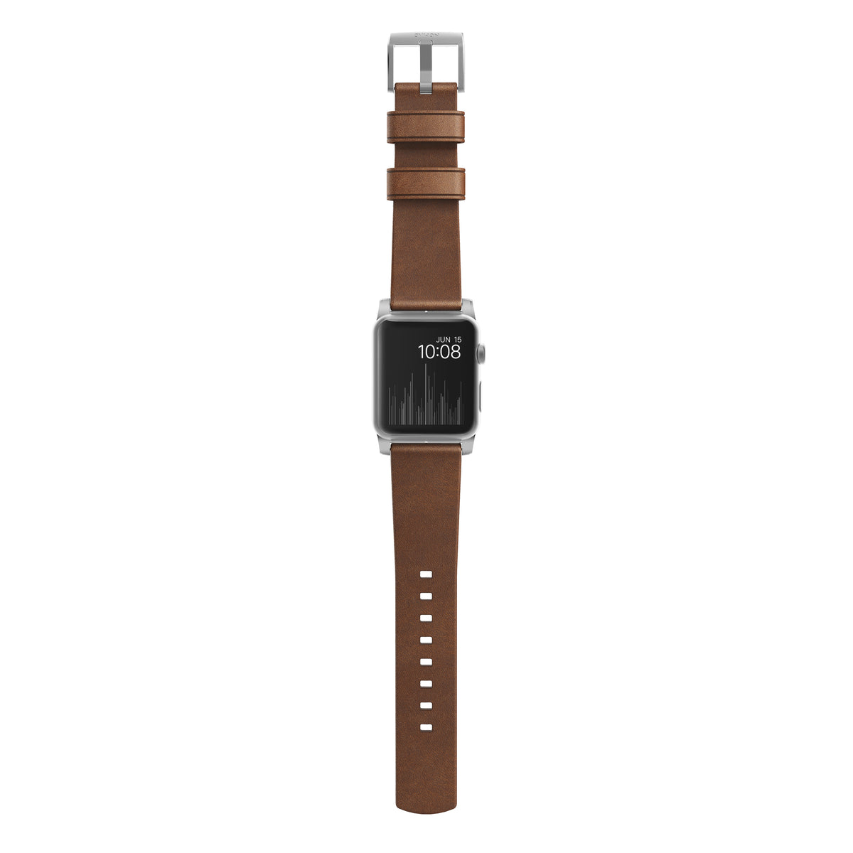 Nomad Modern leather band brown / silver hardware (45-49mm) - rustic brown