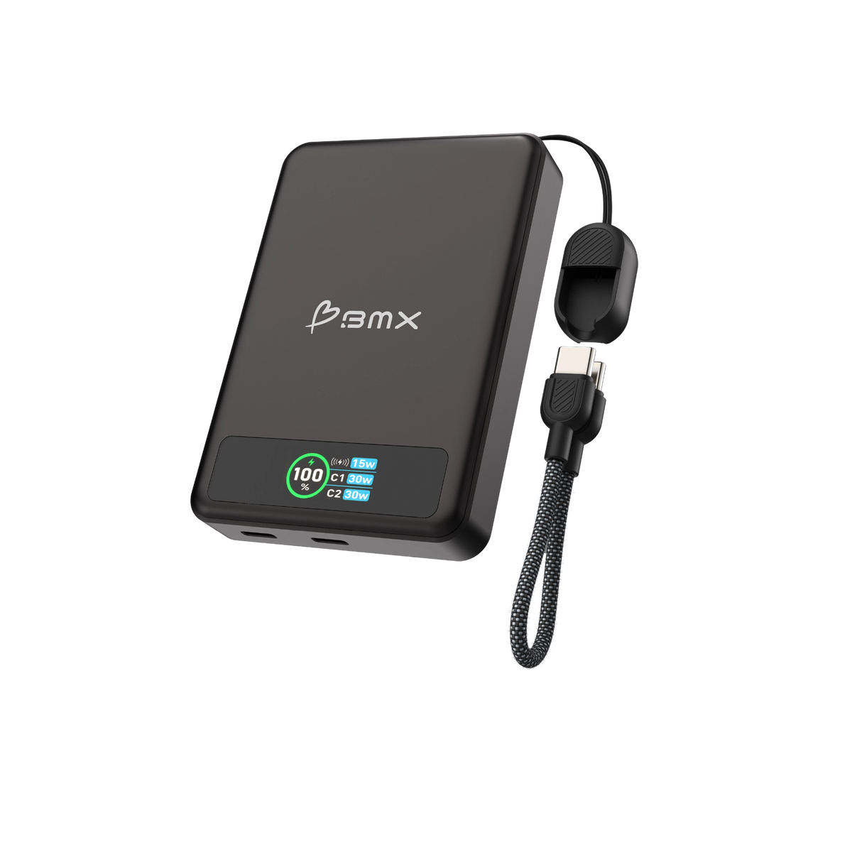 BMX SolidSafe solid-state Qi2 magnetic powerbank (10.000 mAh/30W) - black