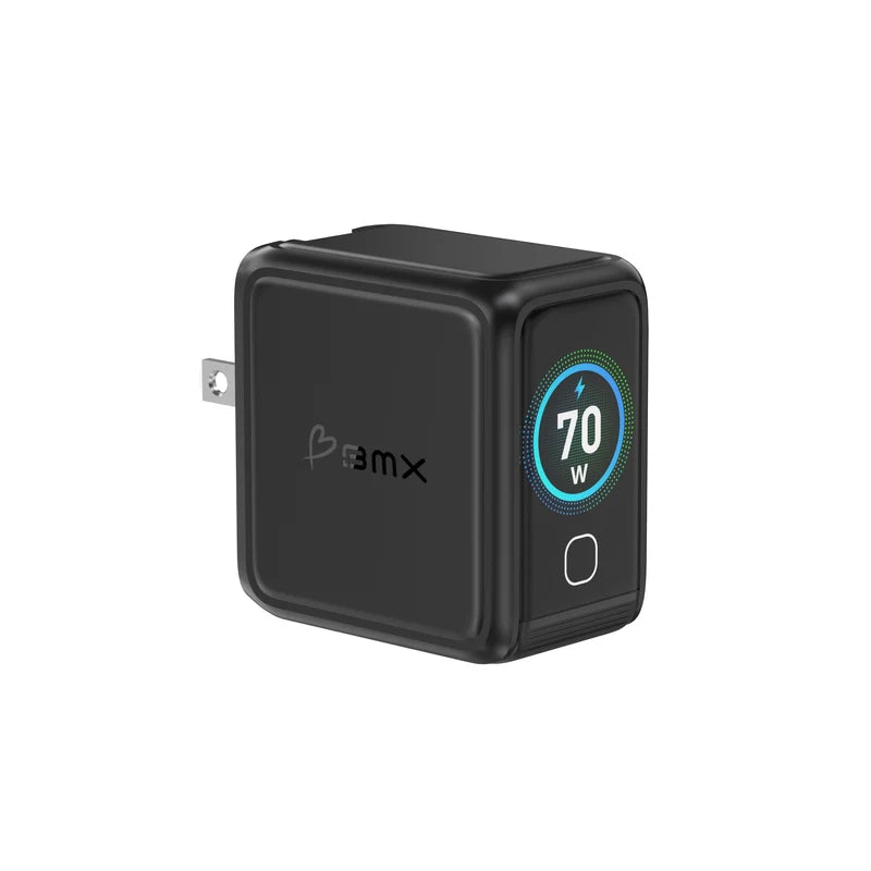 BMX GaNsta laptop travel charger with LCD display (70W) - black