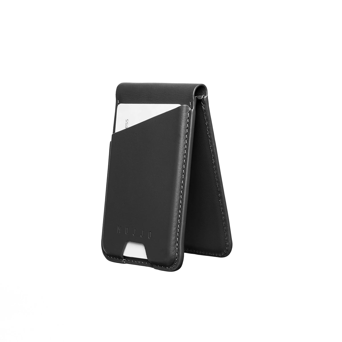 Mujjo Magsafe leather card wallet stand - black