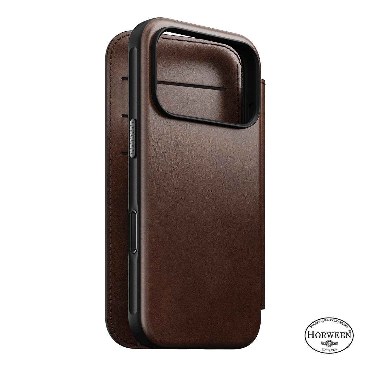 Nomad Modern Horween leather folio iPhone 18 Pro - Rustic Brown