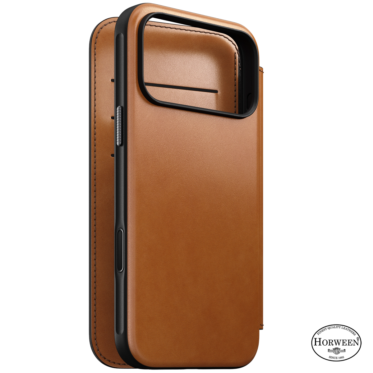 Nomad Modern Horween leather folio iPhone 18 Pro Max - Saddle