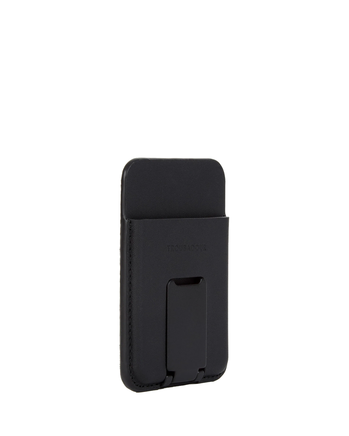 Troubadour MagSafe 3 card leather wallet stand - black